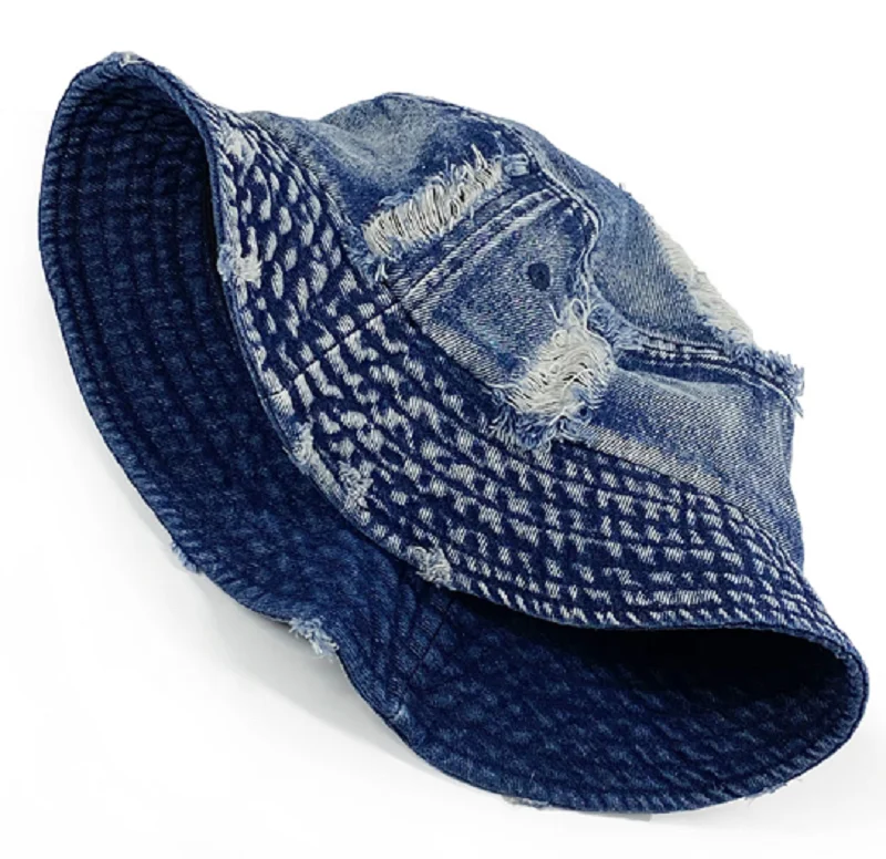 Custom 2022 Jean Distressed Fashion Sun Bucket Hat In Stock Fashion