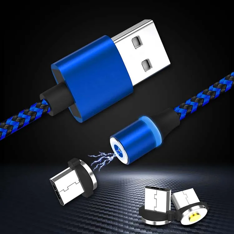 1m 3.3FT Nylon Braided LED Magnetic Micro USB Type C Charging Cable For Iphone - ANKUX.COM