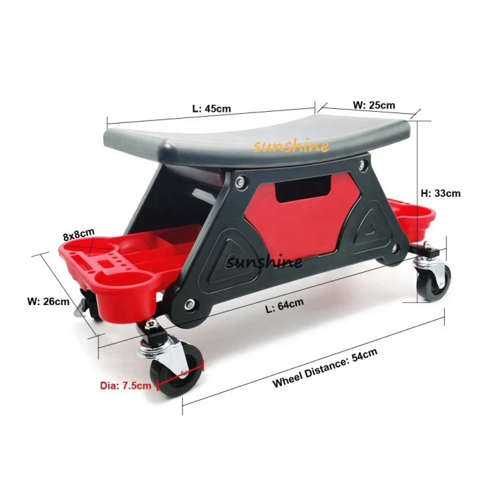 Red And Black Adjustable Heavy Duty Best Detailing Seat Chair Detailing Stool Car Repair Tool