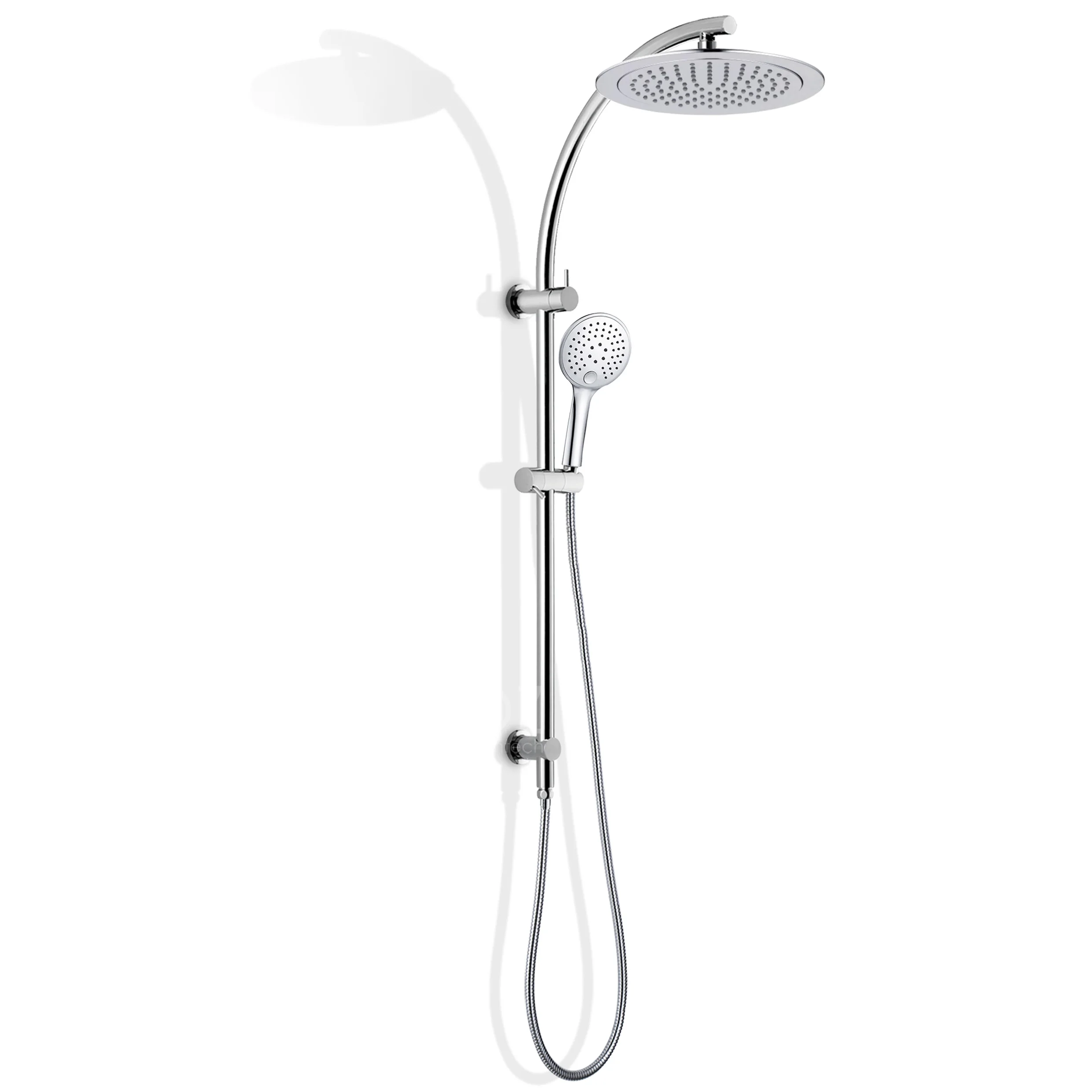 Chrome Brass Adjustable Sliding Bar 9 Inch Shower Head 3 Functions Hand