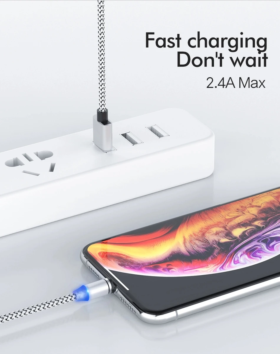 Custom Mobile Phone Fast LED Micro 3 in 1 Type C Magnetic Charging Data Losenda USB Cable - ANKUX.COM