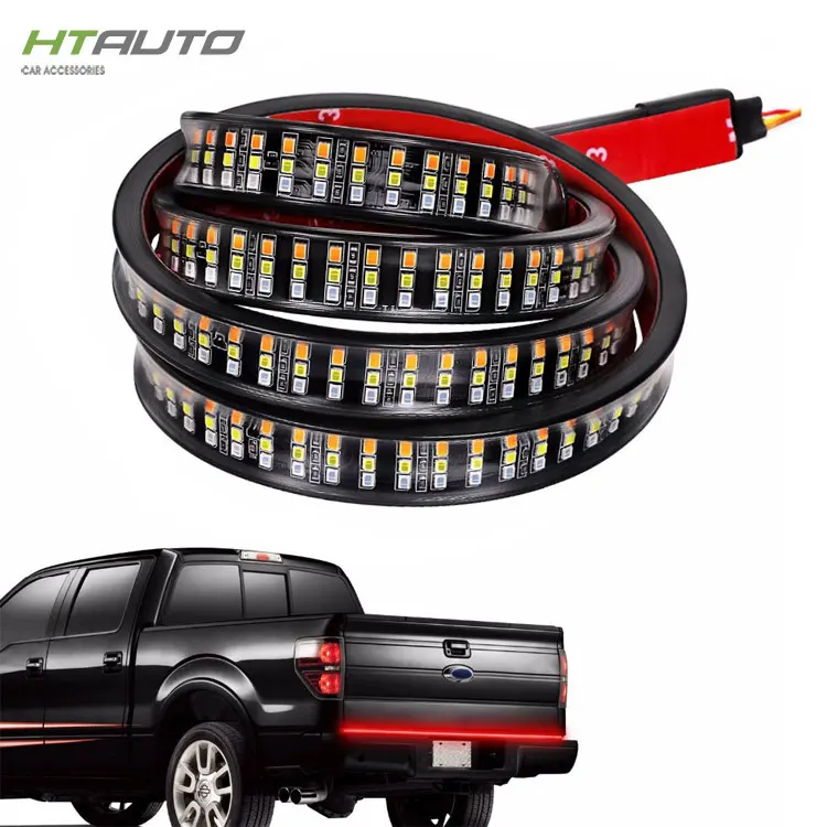 HTAUTO Redline Triple LED Tailgate Light Bar with Sequential Amber Turn Signal Full Function Reverse Brake Running