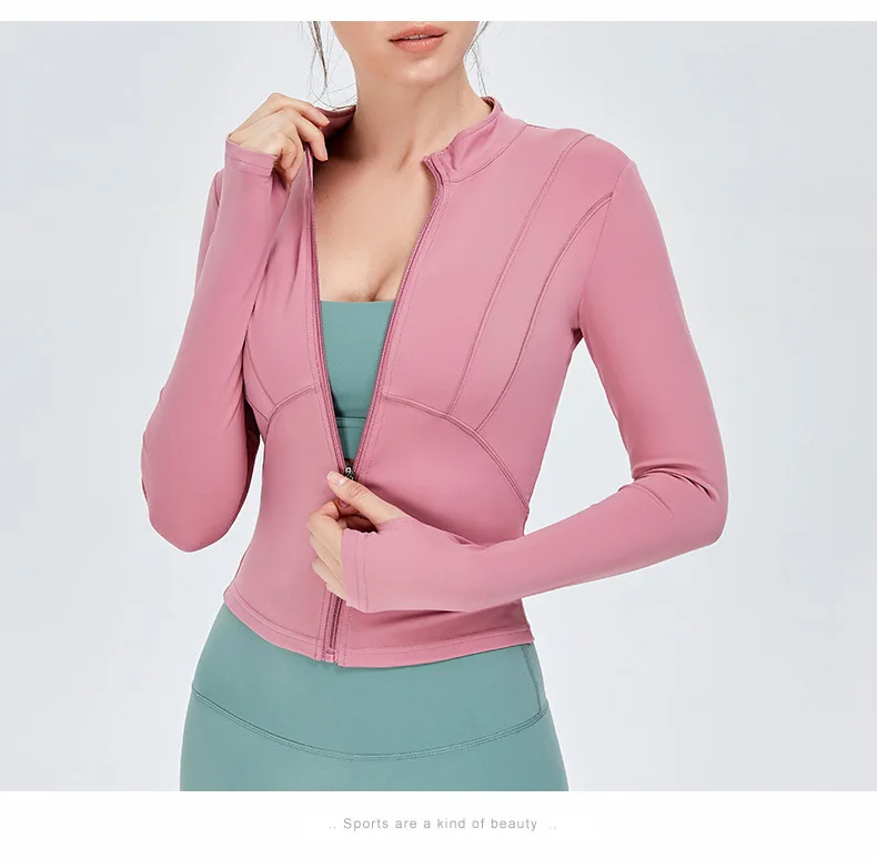 Yoga Jacket Coat Flexible Active Wear Women Zip Up Gym Sports Fitness