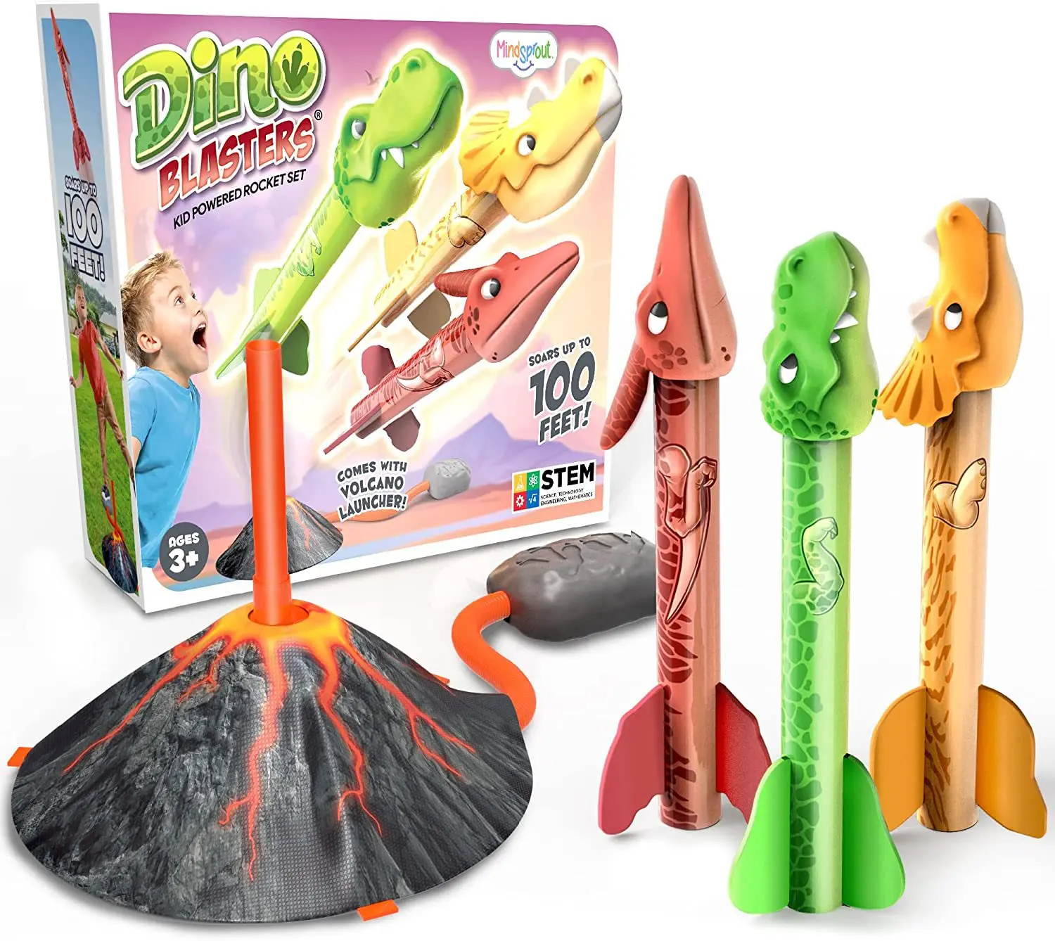 Dinosaur Rocket Launcher For Kids Dino Blasters Launch Up To 100 Ft ...