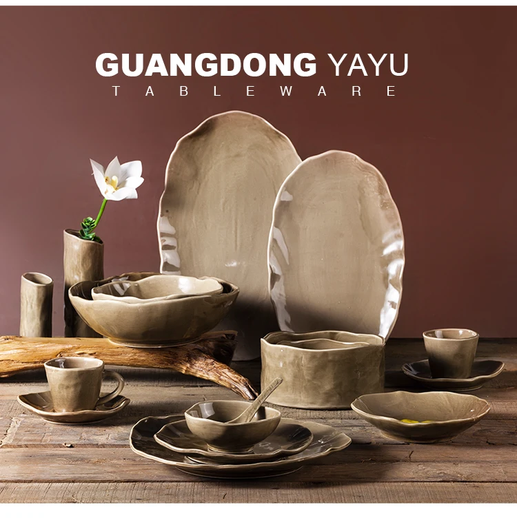 Unbreakable Japanese Style Yayu Irregular Porcelain Home Dinner