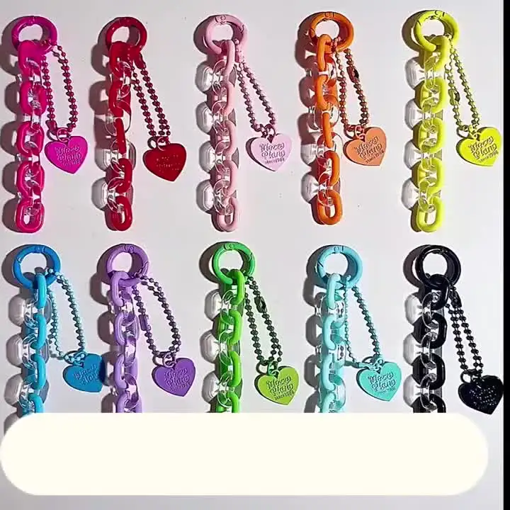 Multi Color Creative Alloy Acrylic Chain Love Keychain Small Fresh