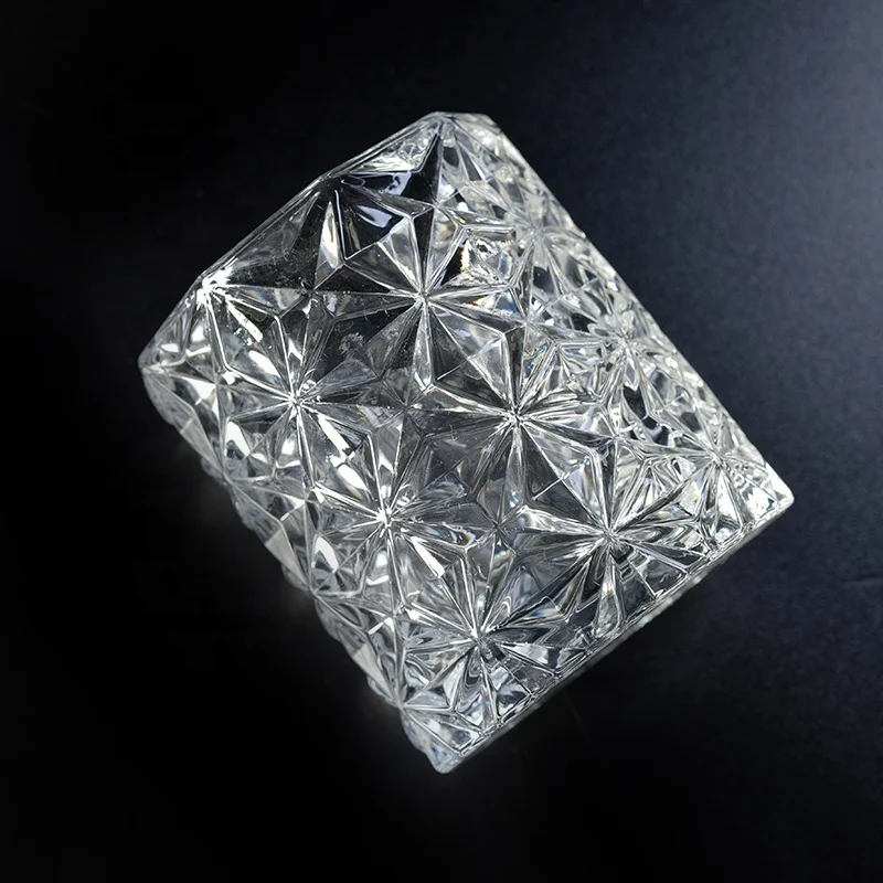 250ml Clear embossed Glass Candle holder home Decor