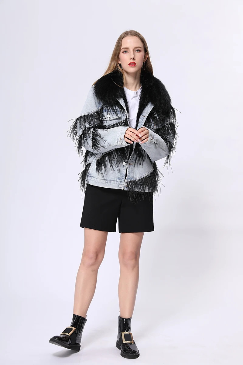 custom cool winter jacket turkey decoration short real fox fur