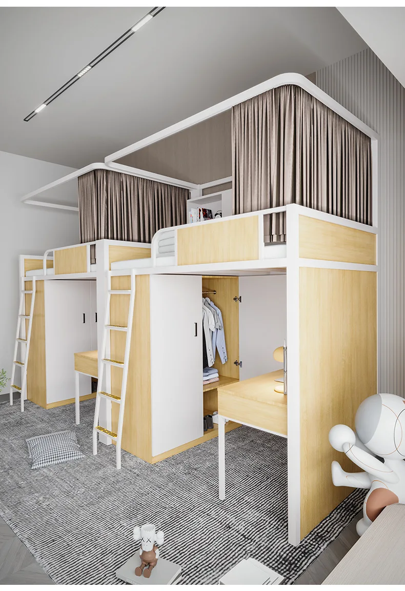 product modern iron loft bed adults iron frame metal bunk bed for students-18