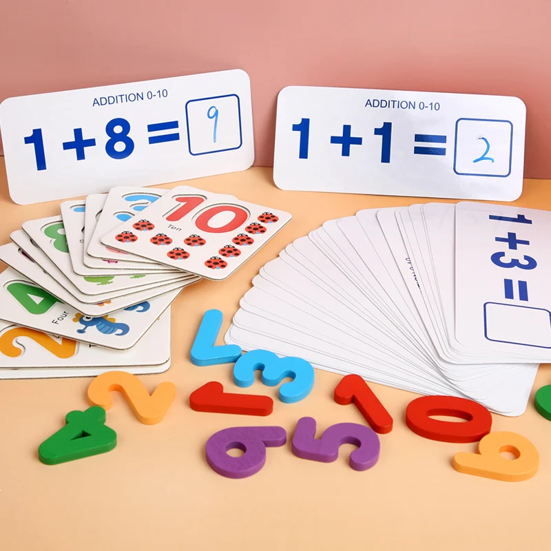 Wooden Educational Alphabet Letters Numbers Cards Toys Mathematics ...