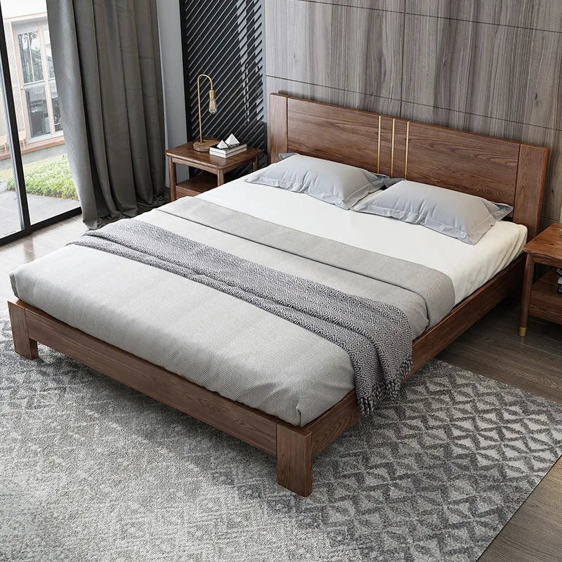 product-Customized bedroomluxury linen new design multifunctional low or high soild wood bed making -1