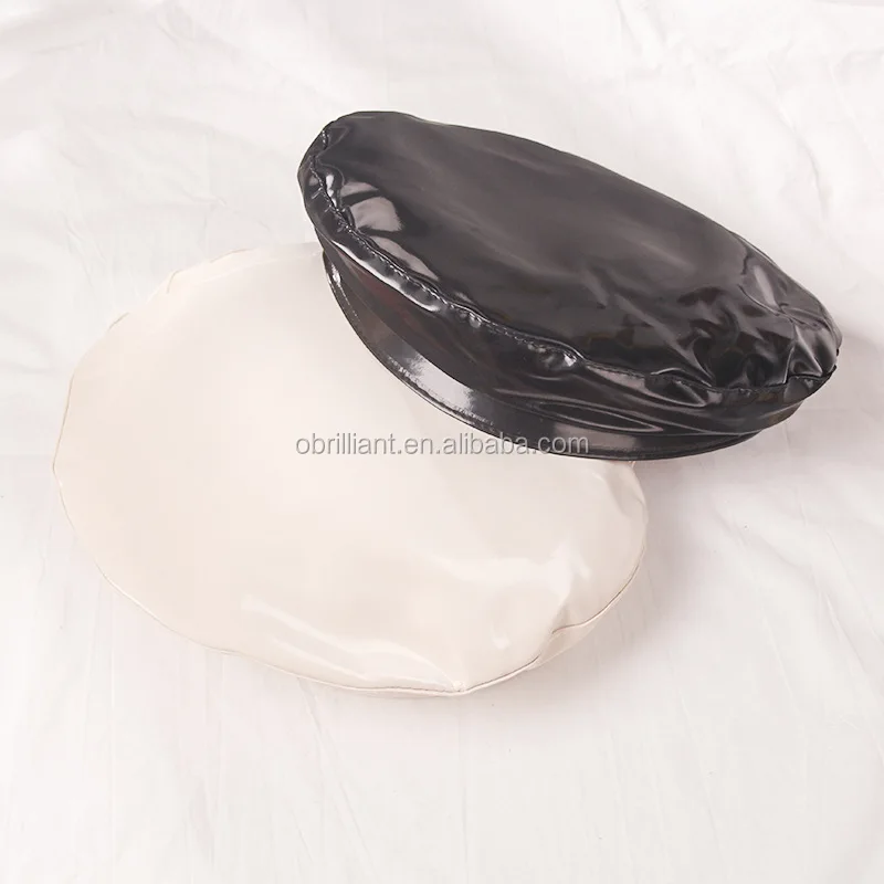 Faux Leather Beret Hat