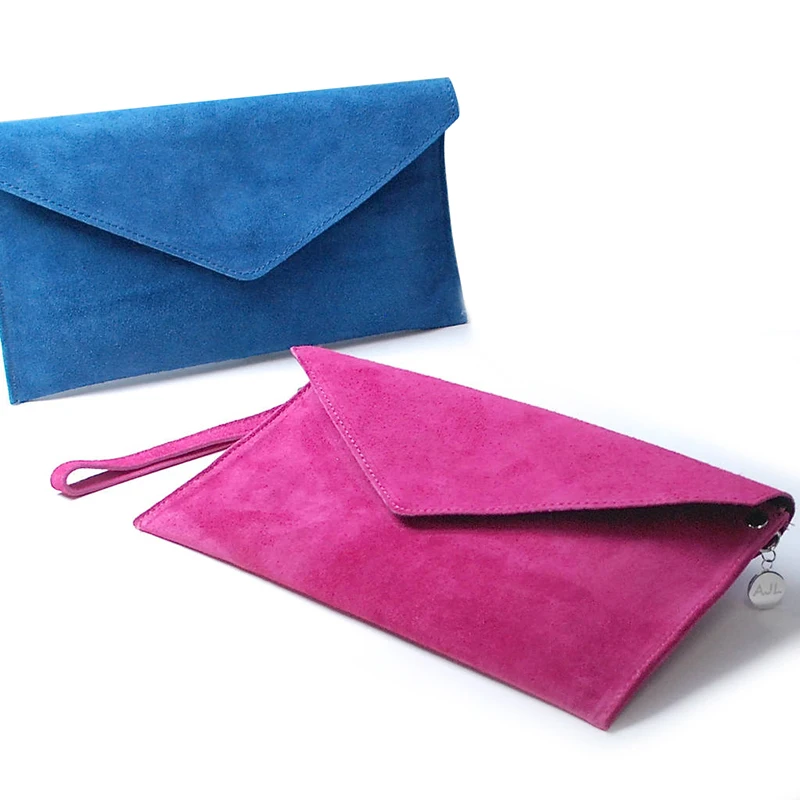 suede envelope clutch