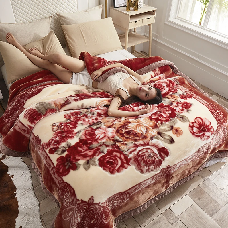 Custom Reversible Korean Style Blanket Mink 2 Ply Rich Printed Flannel