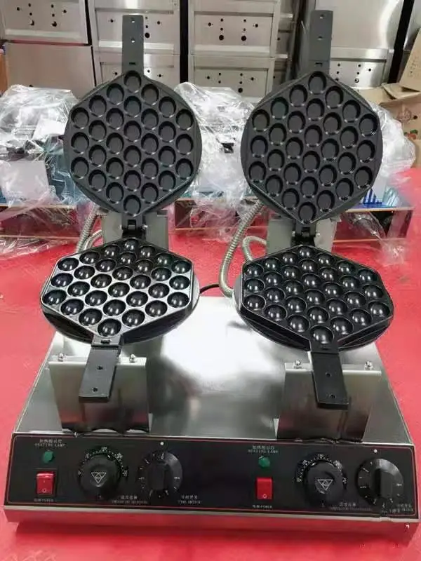 Commercial Non Stick Double Egg Waffle Maker Egg Waffle Iron Bubble