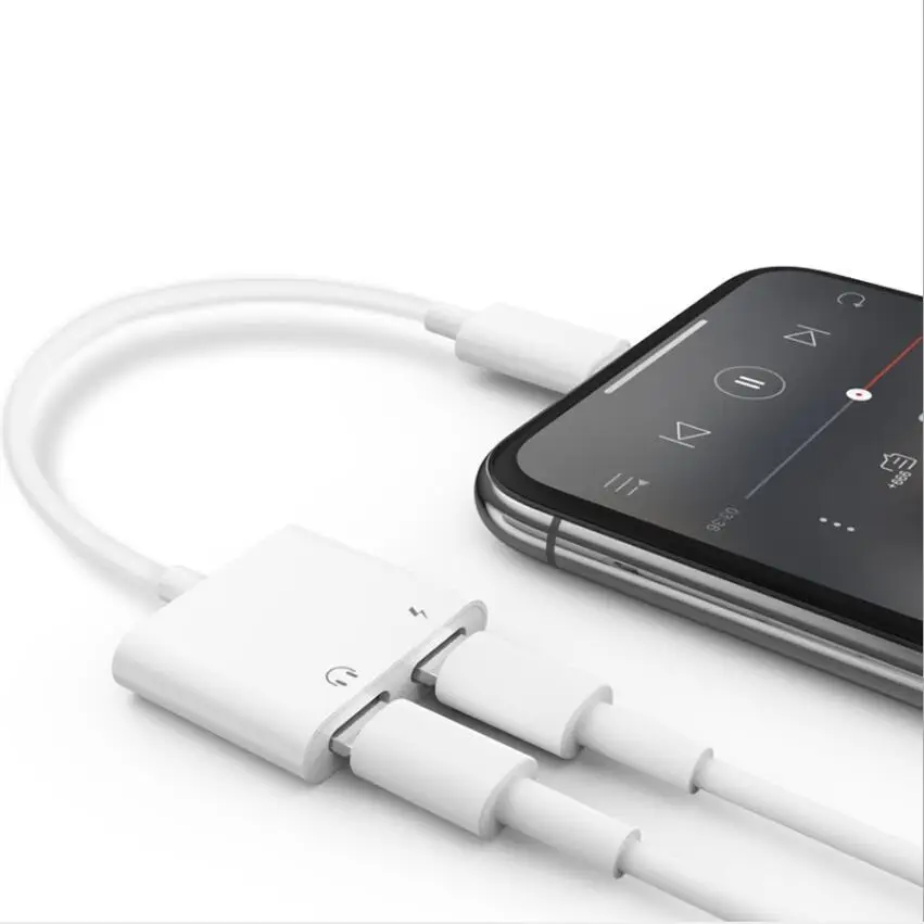 2 In 1 Headphone Charging Splitter Converter Cable Audio Charger