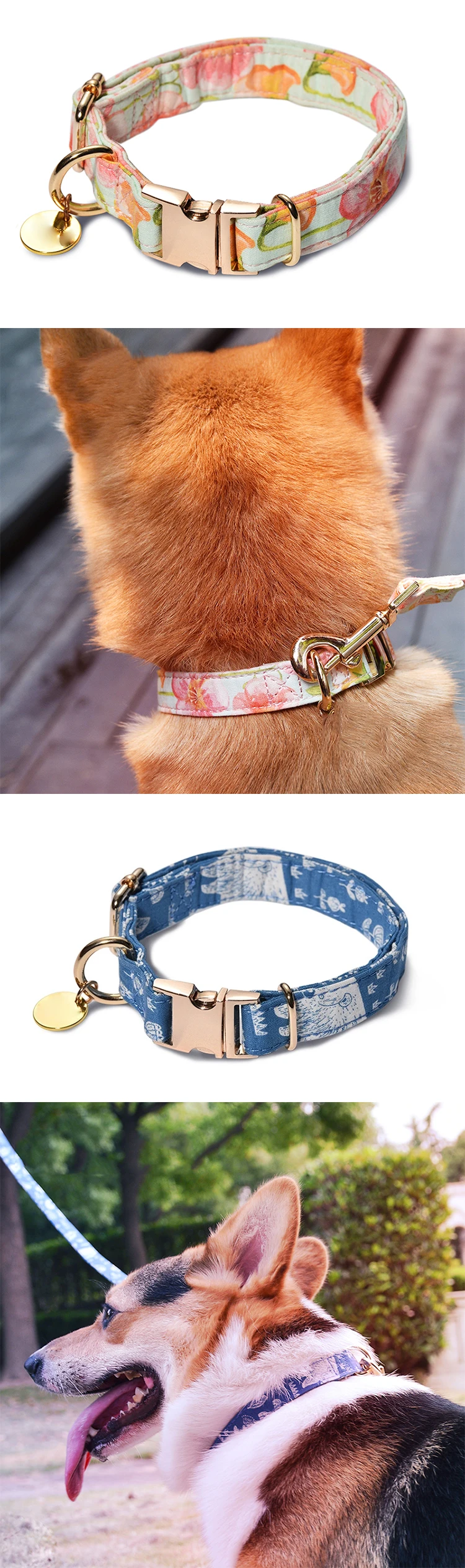 Sublimation Printing Adjustable Cotton Dog Collar Colorful Double High