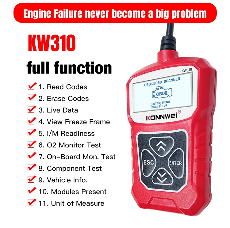 Vehicle Tools Konnwei Kw310 Professional Code Scanner Car Scanner ...