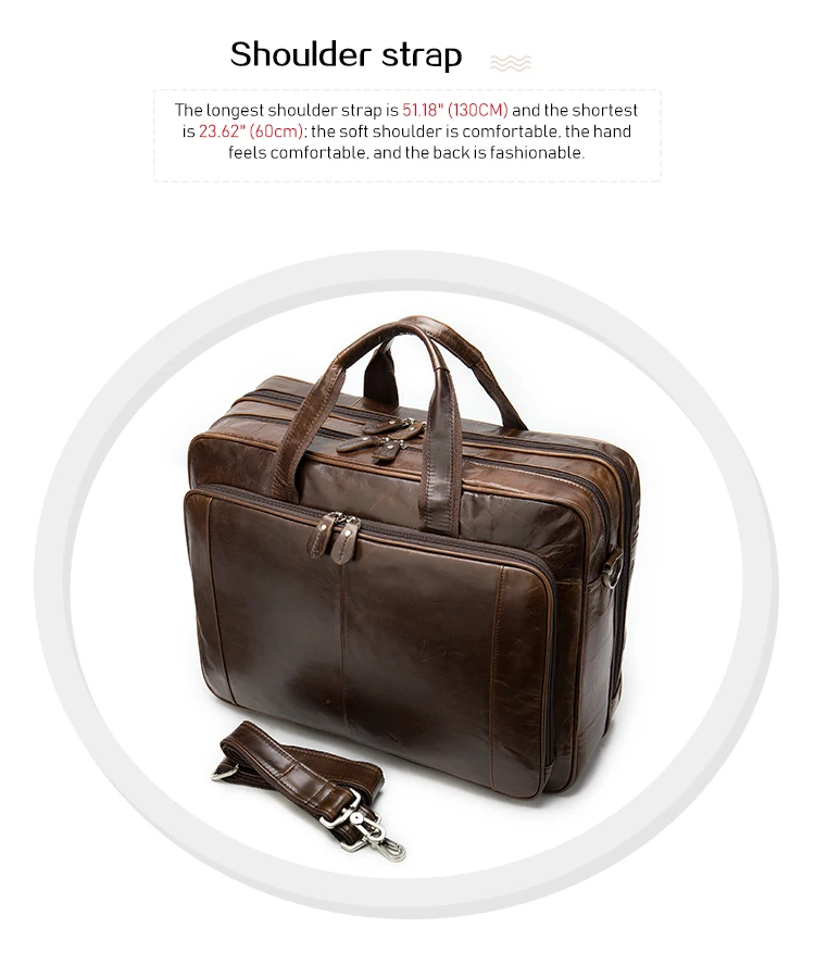 Genuine Leather men's Briefcase for Men Computer Bag Large Tote Laptop Waterproof Retro Business Travel Messenger Bag for Men