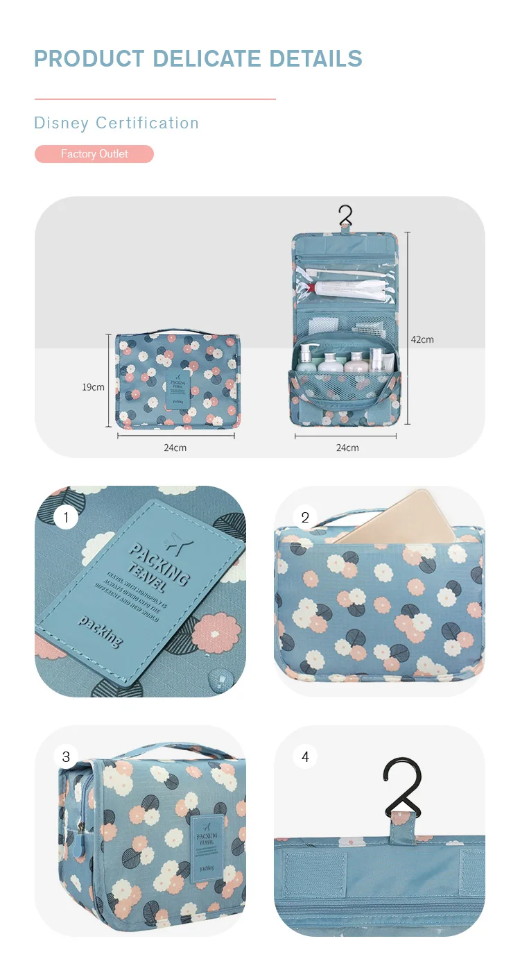 Waterproof Travel Hanging Organizer Toiletry Makeup Hanging Bag for Women Girls Cosmetic Bag Custom