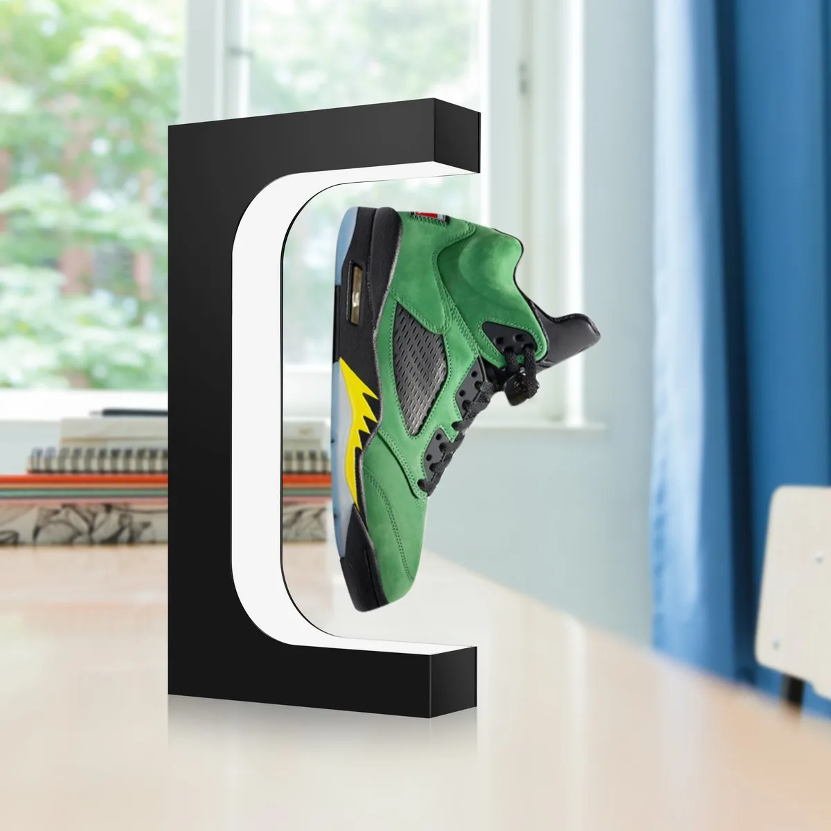 White Led Lighting Levitating Shoe Display Rotating Display Stand