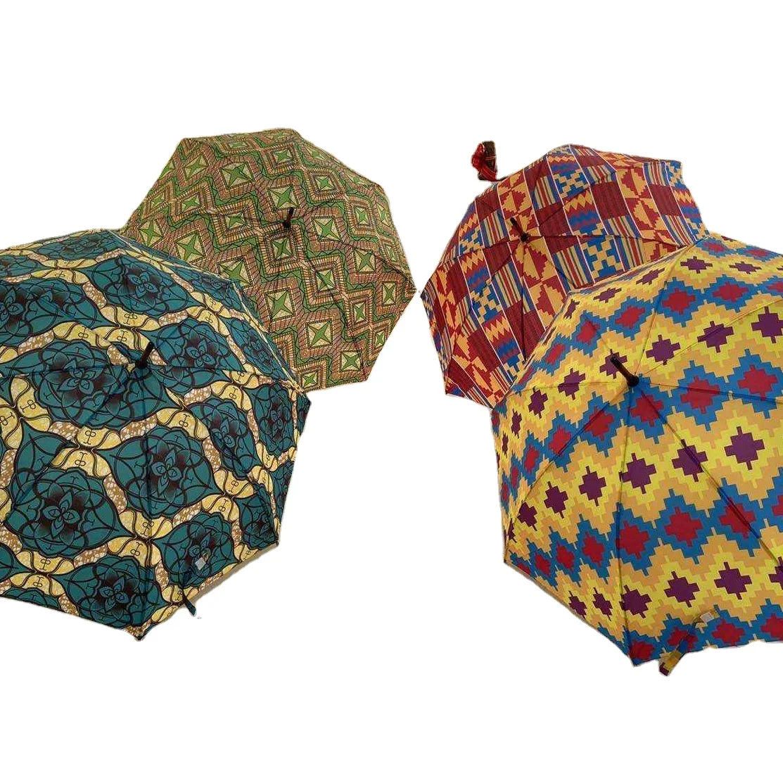Custom Design African Print Umbrellas - Windproof Kente Sun