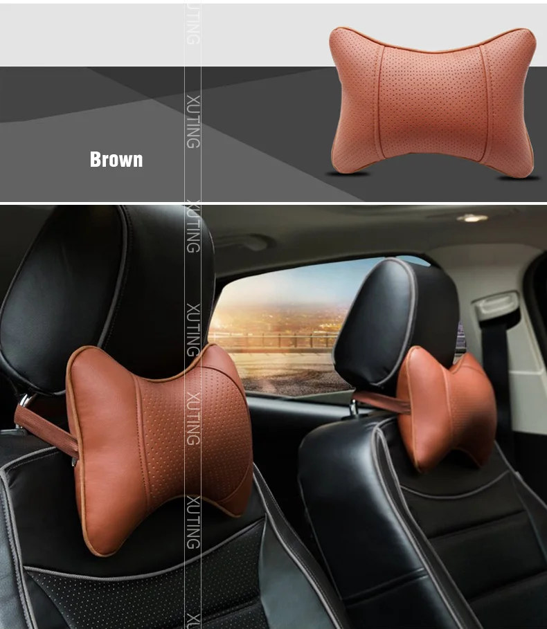 Vtear Universal Car Neck Pillows Pvc Leather Breathable Mesh Auto Car ...