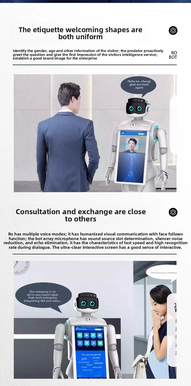 Humanoid Commercial Reception Robot with Voice Interaction Welcome and Advertising Guide for Interactive Reception supplier