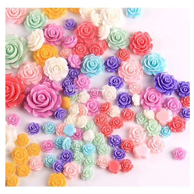 2023 Mixed Color For Vintage Large Resin Rose Flower Resin Beads For Diy Accessories Buy High