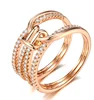 Rope know woven cuff ring cz wedding band Iced out micro pave adjustable rosary stainless steel gold brand finger custom ring