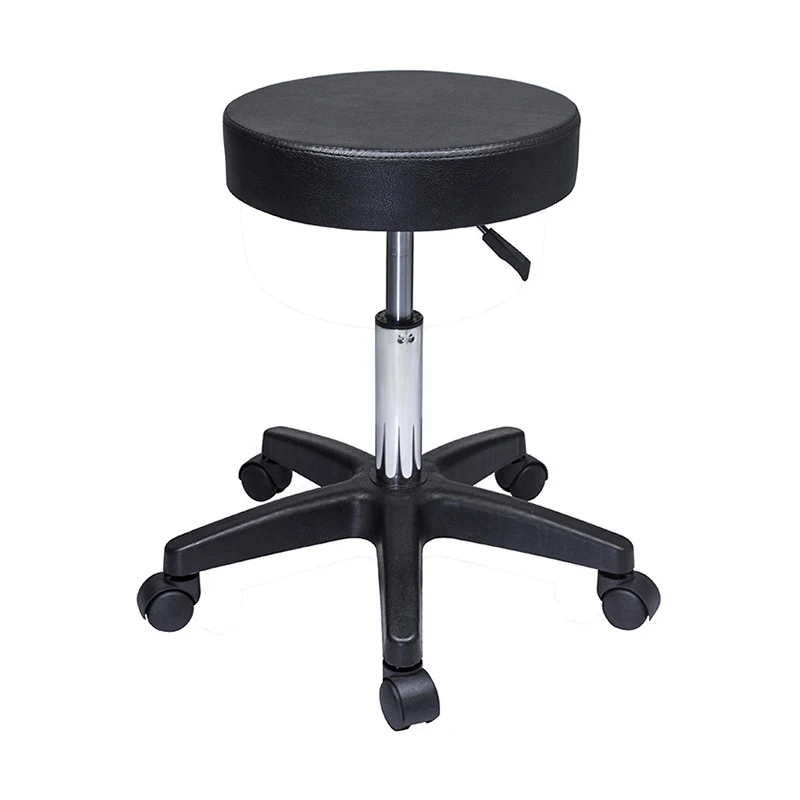 Pu Leather Upholstered Round Seat Bar Stool Swivel Rolling 5 Bar Stools ...