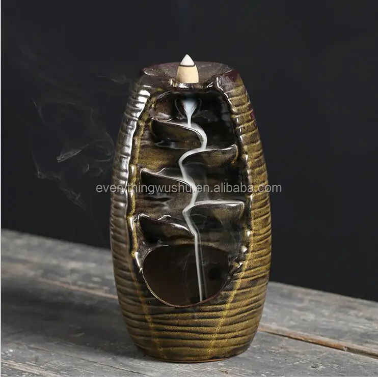 Worldwide Free Shipping Waterfall Incense Burner Ceramic Incense Holder,Option for Mixed Incense Cones