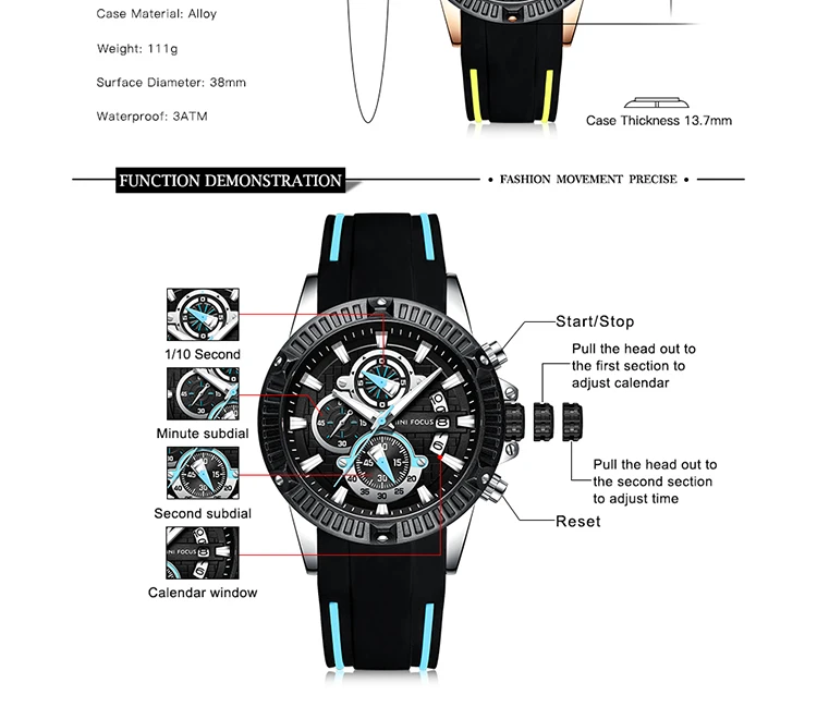 Reloj Deportivo Mini Focus Mf0244g Para Hombre,Correa De MINI reloj deportivo de moda para hombre, correa de goma