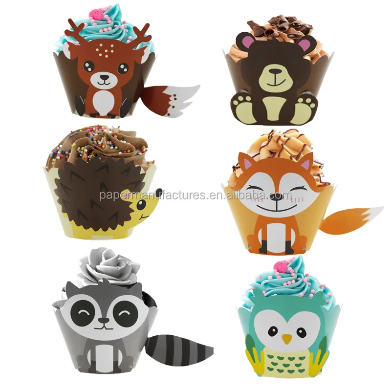 Jungle Safari Animal Cupcake Wrapper Zoo Party Supplies Baby Shower Birthday Decorations 