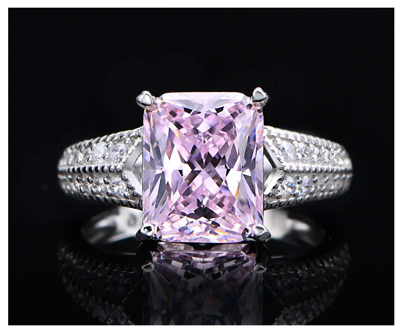 5.6 Karat Lab Diamond Ring Classic 8*10 Ice Flower Cut 925 Silver Ring with Classic Style