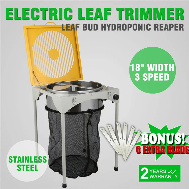 18" Table Hydroponic Trimmer 3 Speed 220v Leaf Bud Trim Reaper w/ 6 extra blade 