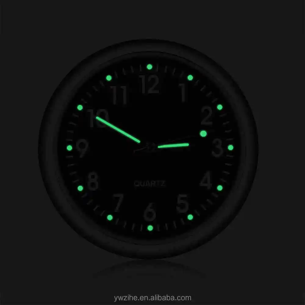 GARNECK Car Dashboard Clock Universal Self Adhesive Glow in The Dark Mini Quartz Clock for Automobile Black 