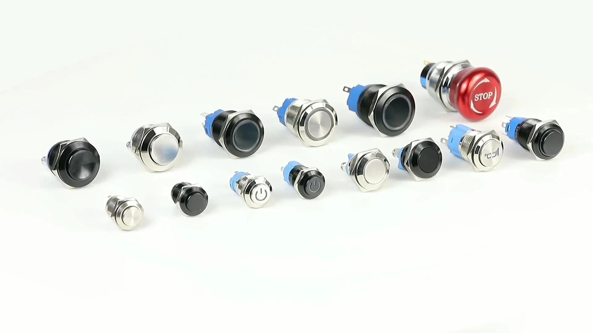 Blue On-Off Latching 12mm White LED Push Button Switch IP65
