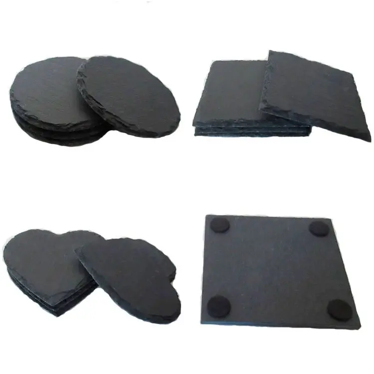 Wholesale Slate Coaster Square Bulk Round Square Slate Coasters Black