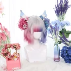 Dalaohome Halloween Synthetic Lolita Party Wigs Ombre Harajuku Ponytail Hair Extensions Bob Wig Short Cosplay Wave Hair