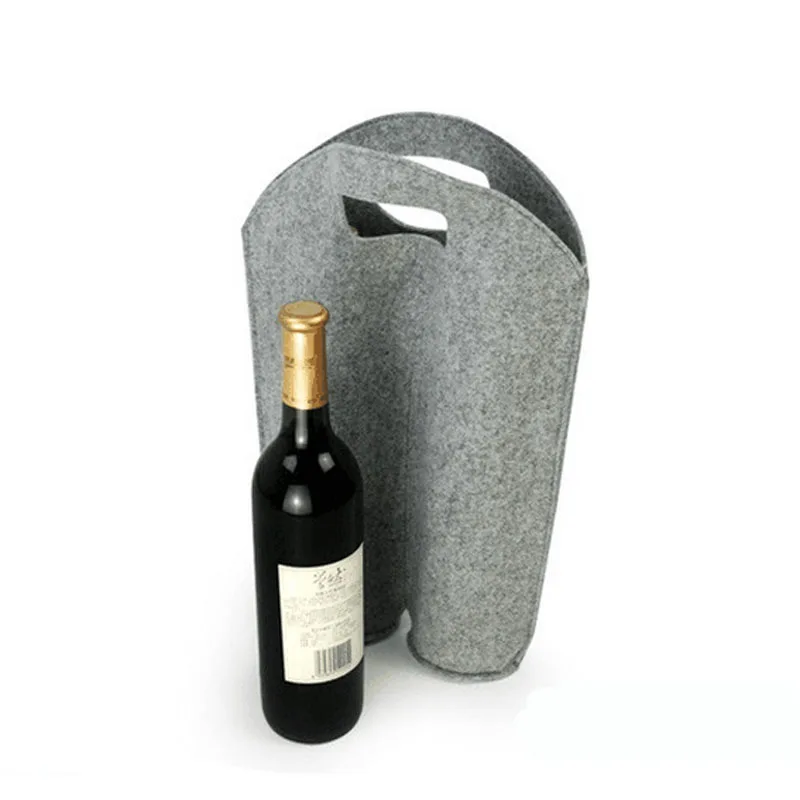 factory supply customized size felt wine bottle bag in leather