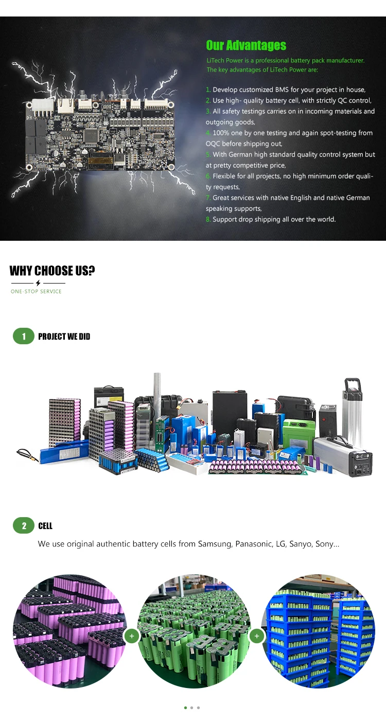LiTech Power customize rechargeable Lithium ion battery pack 7.4v 2S6P 7.2V 18Ah Li- ion battery pack