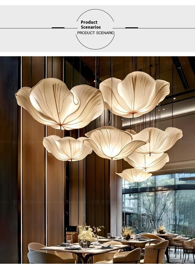 Chinese Style Duplex Stair Shape Flower Chandelier Hotel Dining Room Metal Villa Tea House Lotus Design for Living Room Middle manufacture