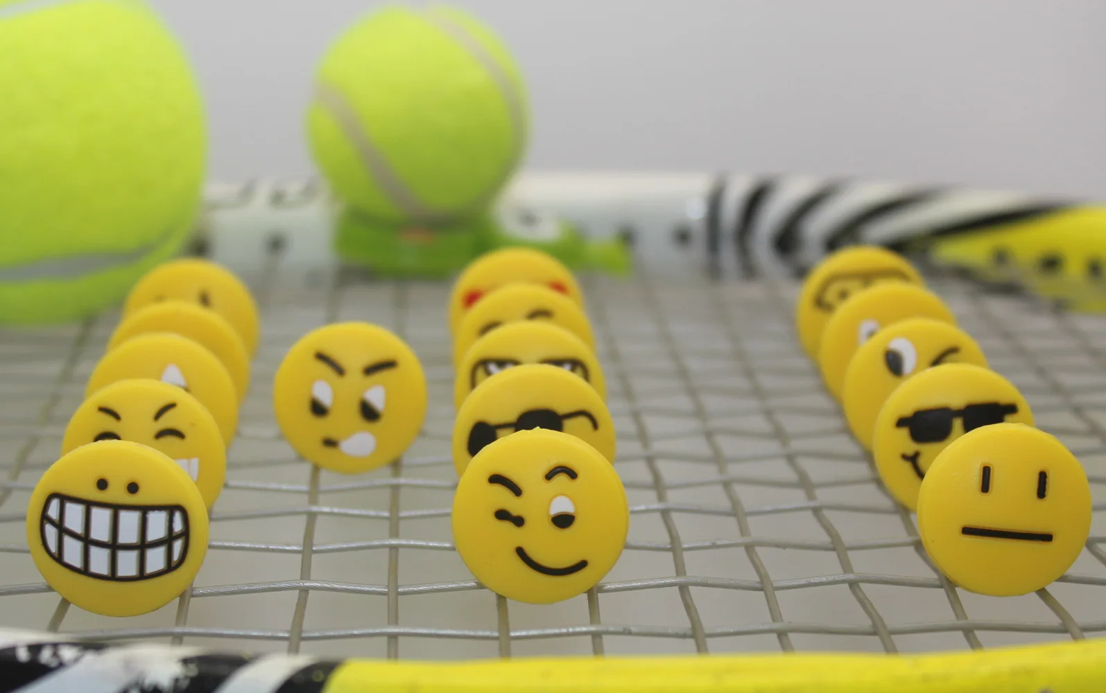 Factory Whole Sale Silicone Emoji Tennis Racket Tennis Vibration