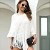 Hot Blanket Fringe spring cloak pure color Shawl Cape wool acrylic women Plus Knit Tassel sweater ladies poncho spring pullover