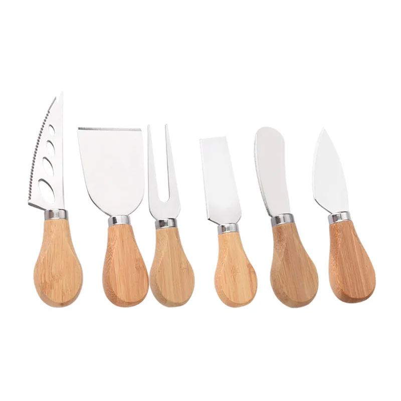F2224 6 Piece Cheese Marker Kitchen Stainless Steel Set Knife Wood Handle Cheese Tools,Cheese