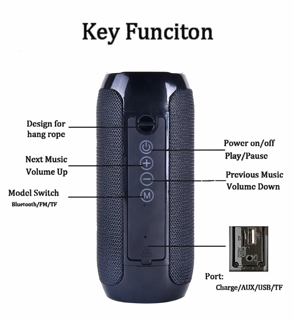 Portable Subwoofer Wireless TG117 Outdoor bluetooths Speaker waterproof wireless bluetooth speaker Bass Wireless stereo Speakers - ANKUX.COM