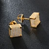2019 Cubic Zircon Brass Square Stud Earring Bling Iced Out Micro Full Paved For Men Jewelry