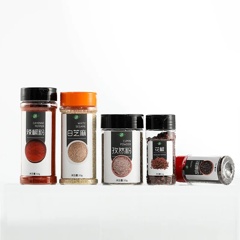 Cheap Discount Pepper Plastic Seal Spice Jar 950ml Round Shape Clear