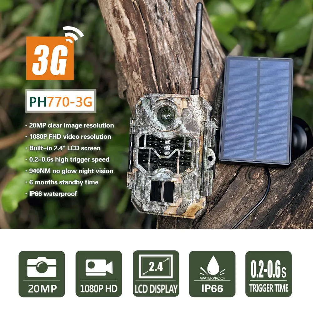 Oem&odm 12 Month 1080p 20mp Resolution Sim Card Trail Hunting Camera